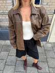 Light Brown Oversized Leather Jacket