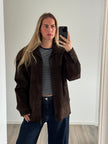 Oversized Dark Brown Suede “Dad” Jacket