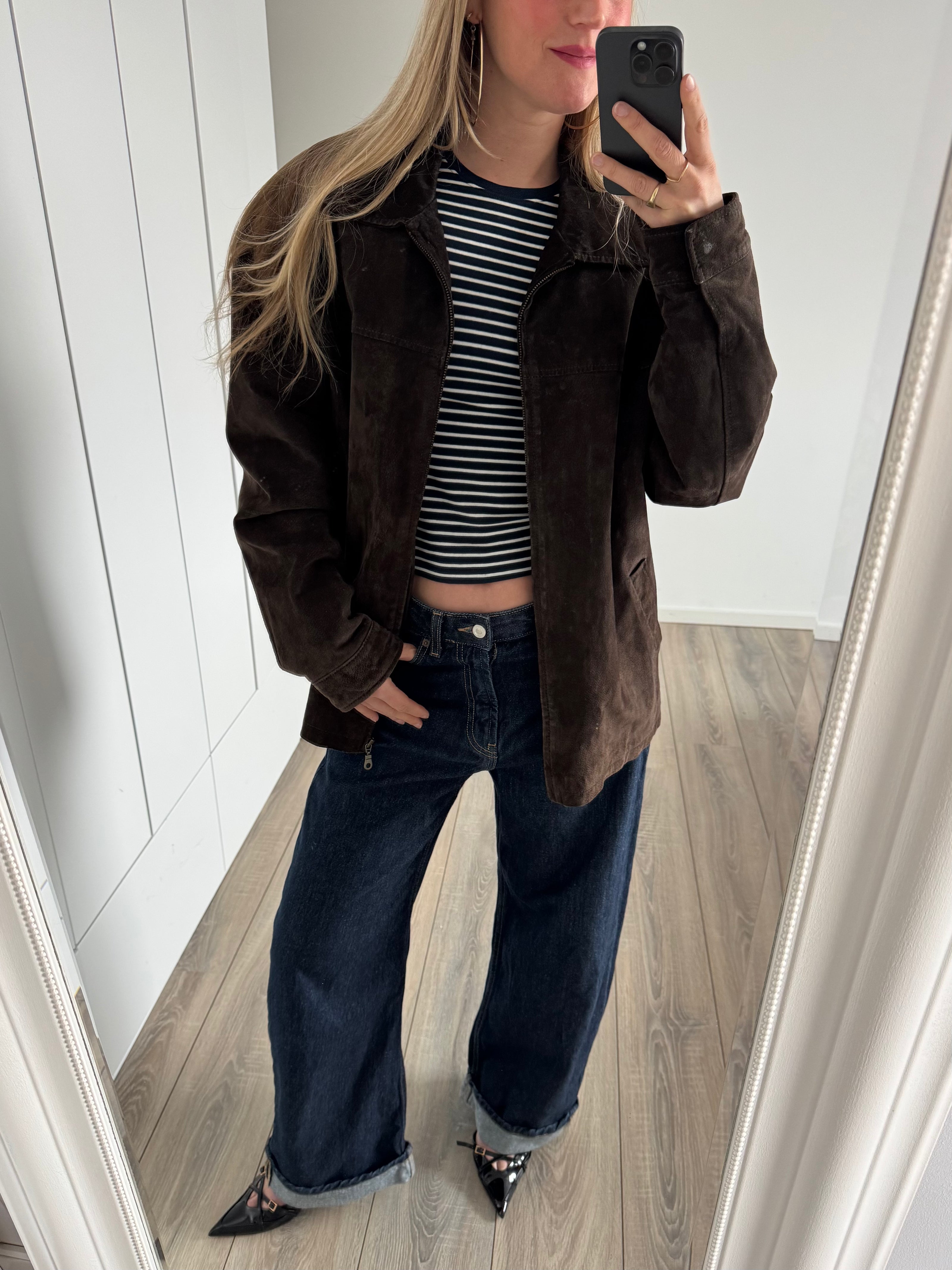 Oversized Dark Brown Suede “Dad” Jacket