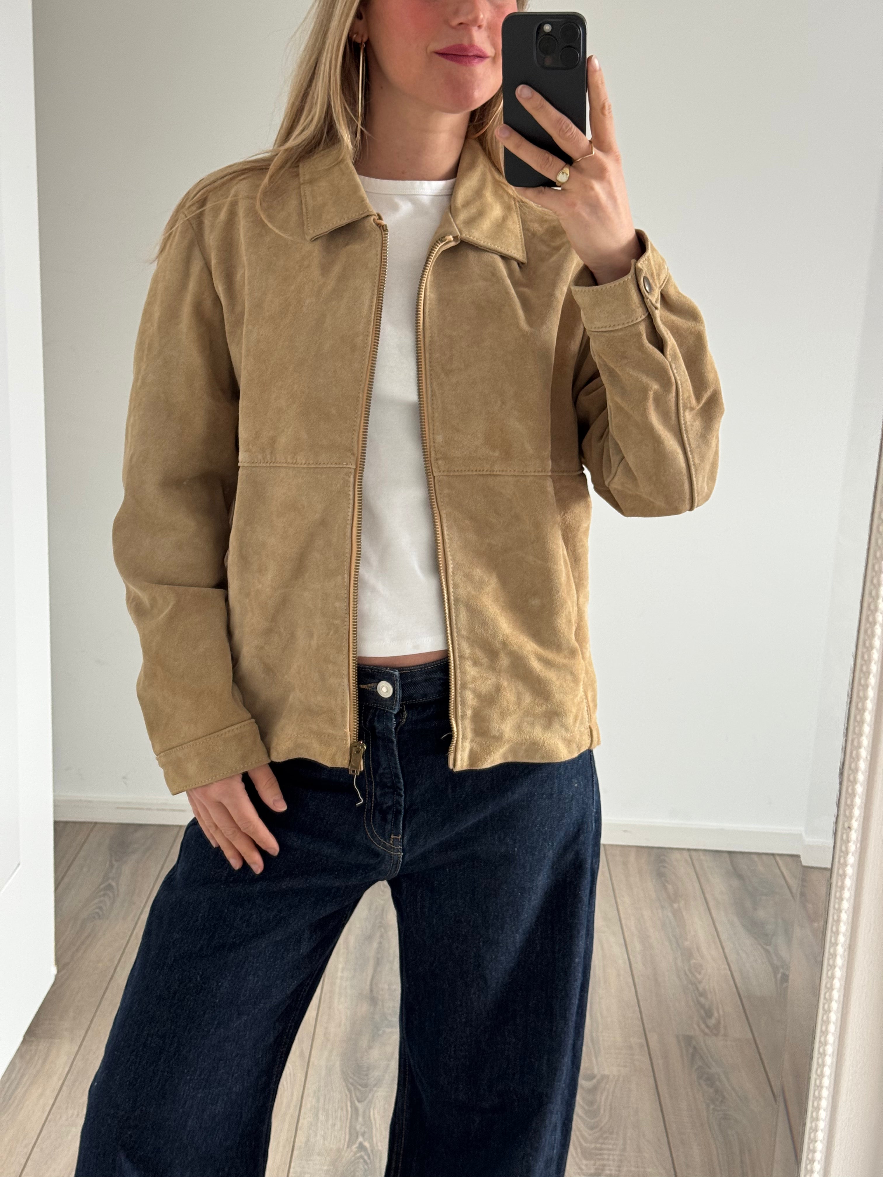 Beige Suede Vintage Bomberjack