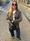Distressed Worn Faded Leather Vintage Jacket