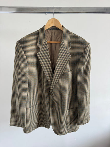 Grey Beige Checked Vintage Blazer