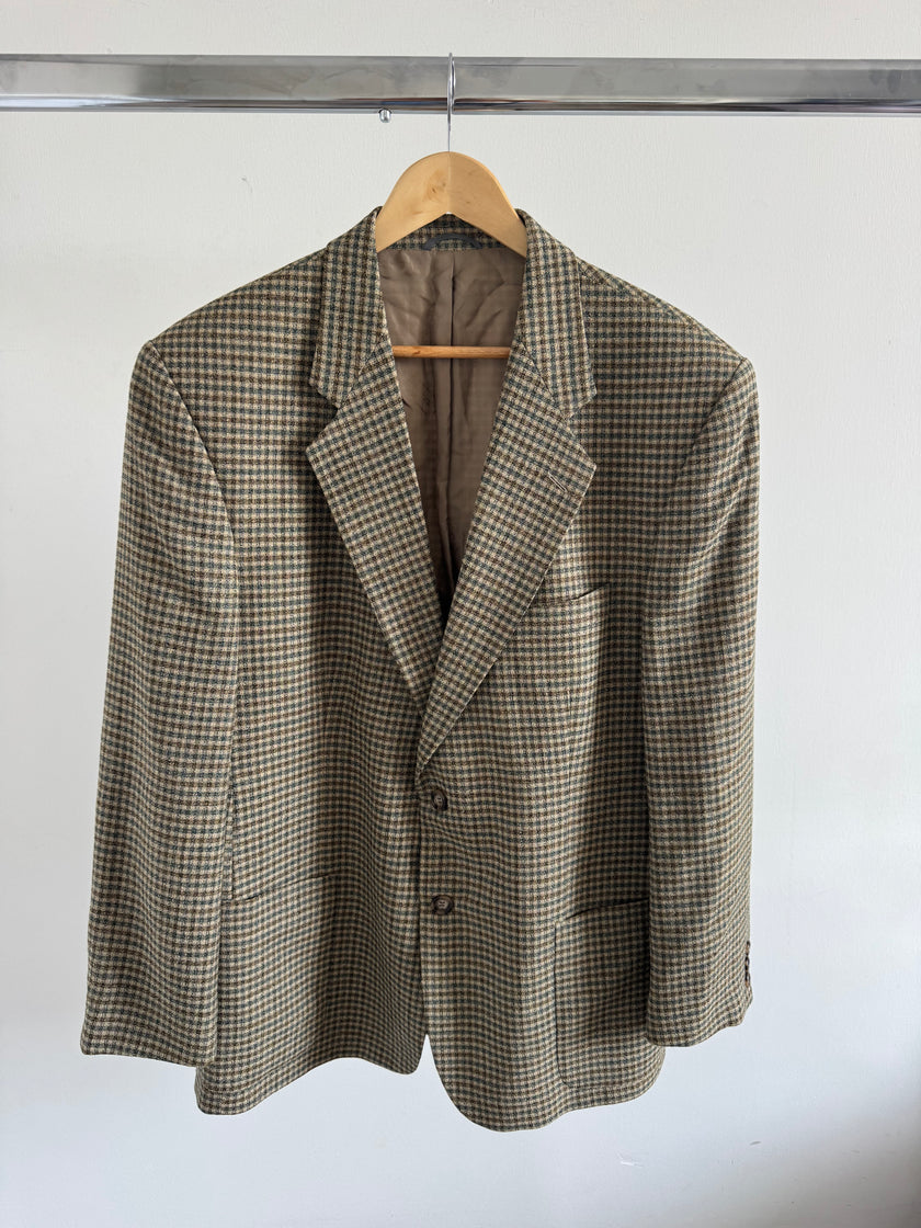 Grey Beige Checked Vintage Blazer