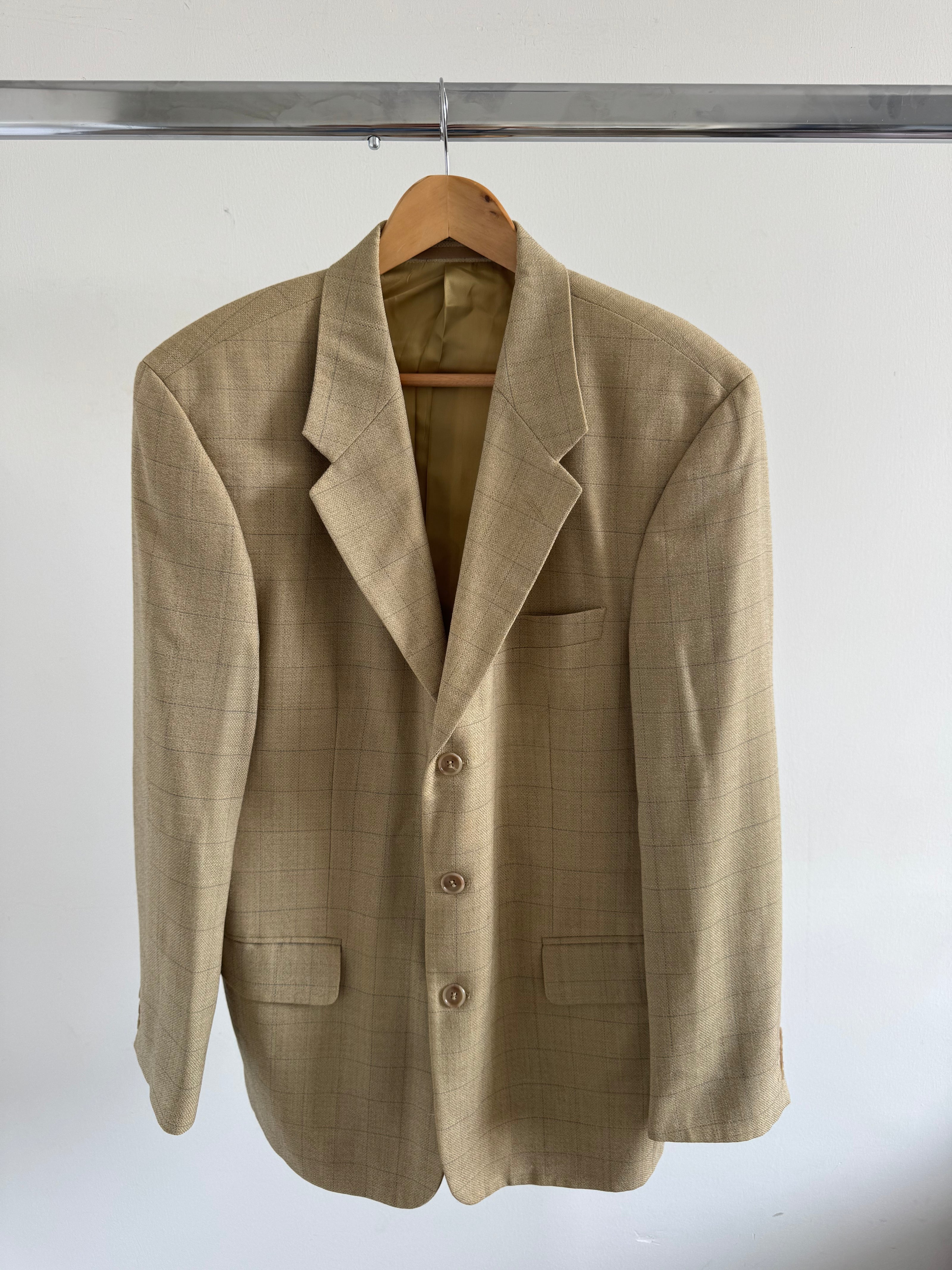 Beige Checked Vintage Blazer