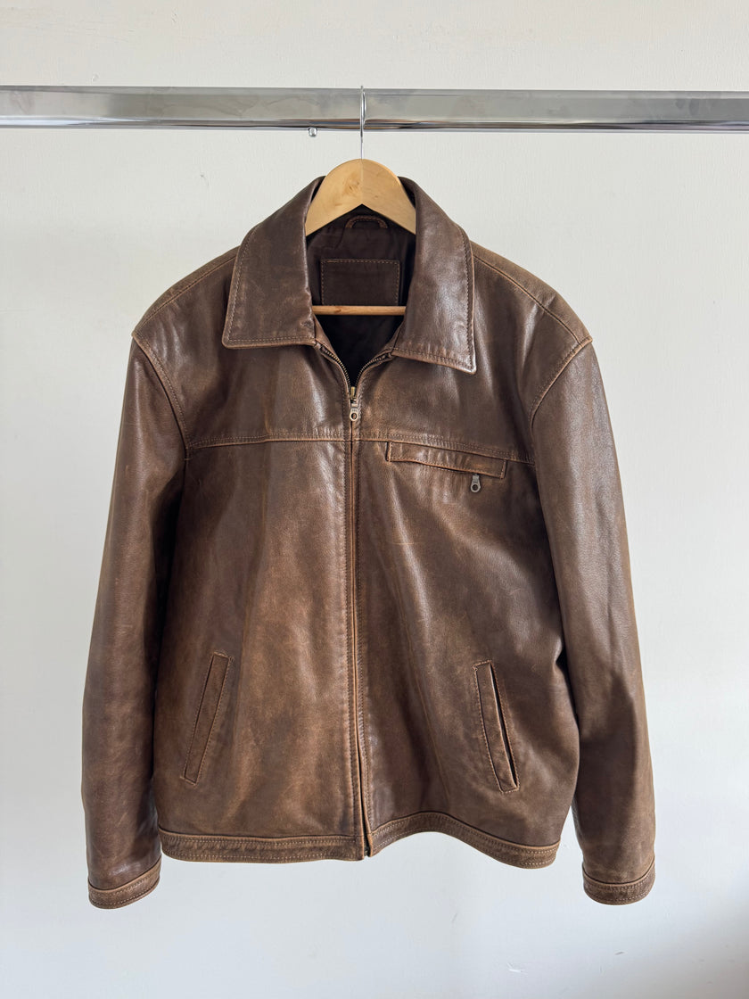 Light Brown Oversized Leather Jacket
