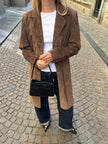 Light Brown Long Vintage Suede Coat