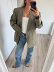 Grey Beige Checked Vintage Blazer
