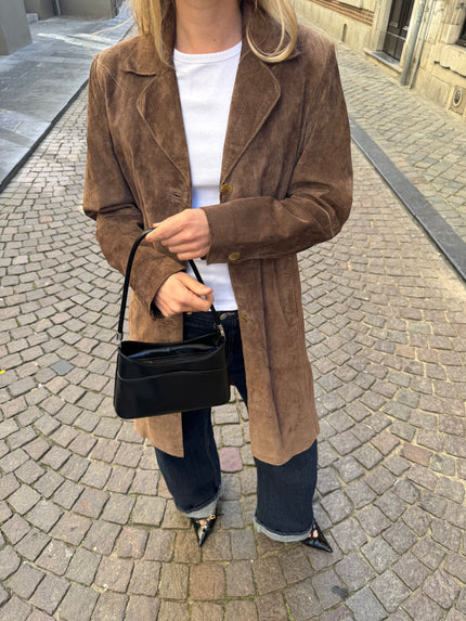 Light Brown Long Vintage Suede Coat