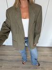 Grey Beige Checked Vintage Blazer
