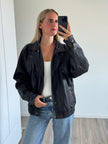 90s Black Leather Bomber