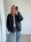 90s Black Leather Bomber