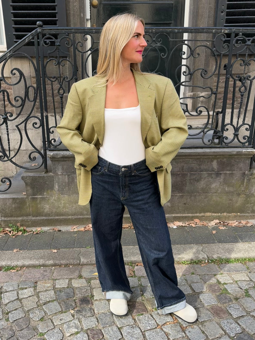 Khaki Green Checked Vintage Blazer