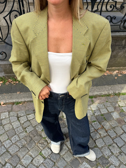 Khaki Green Checked Vintage Blazer