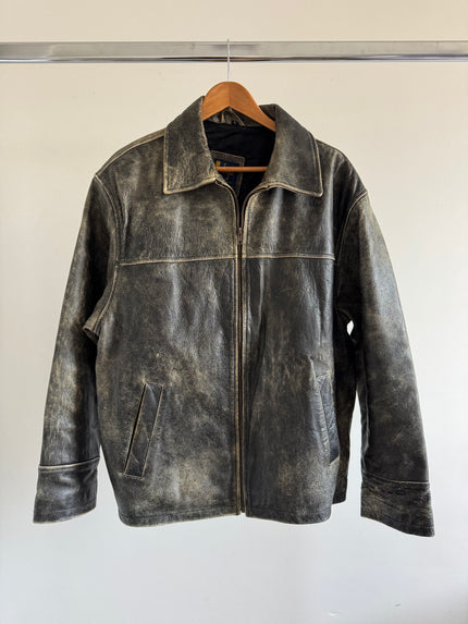 Distressed Worn Faded Leather Vintage Jacket