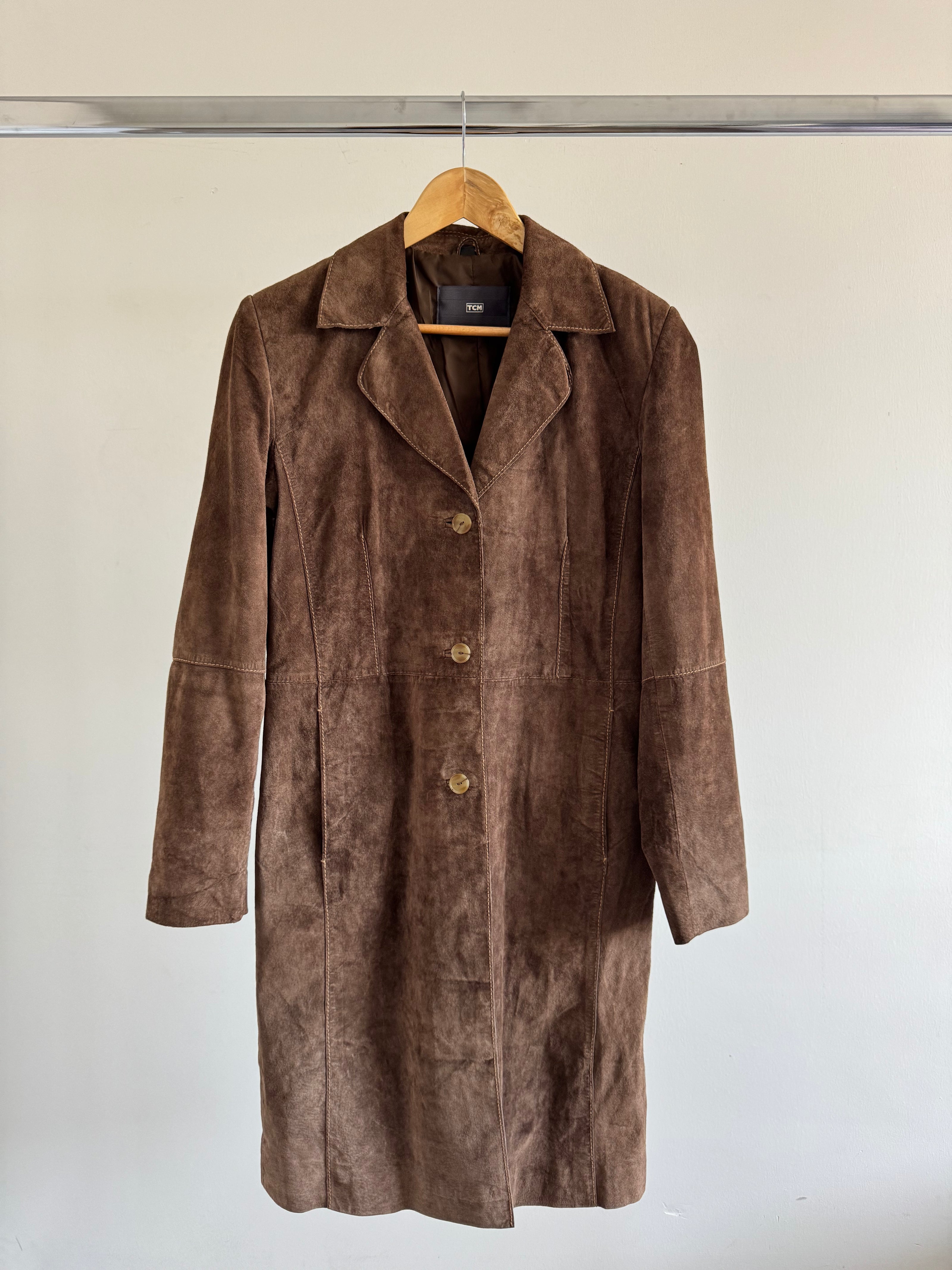 Light Brown Long Vintage Suede Coat