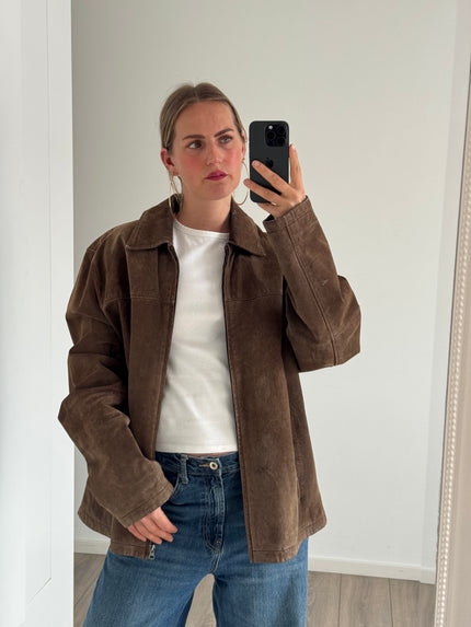 Beige/brown Oversized Suede Vintage Jacket