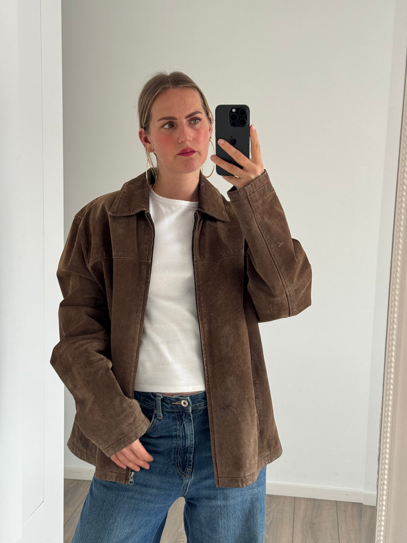 Beige/brown Oversized Suede Vintage Jacket