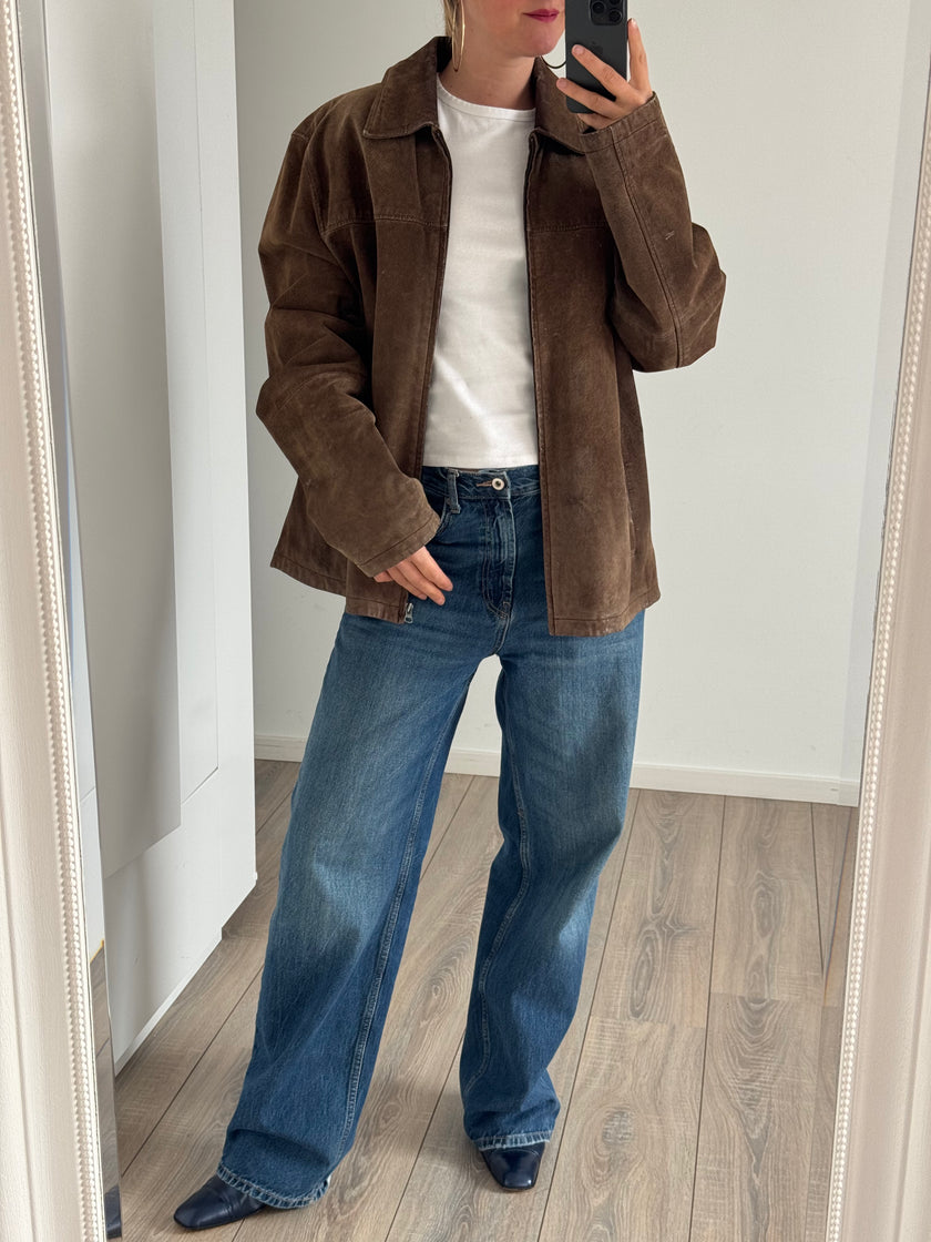 Beige/brown Oversized Suede Vintage Jacket