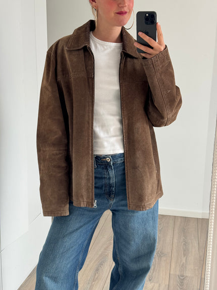Beige/brown Oversized Suede Vintage Jacket