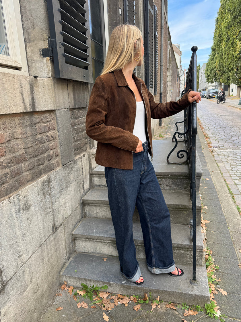 Dark Brown Suede Vintage Jacket