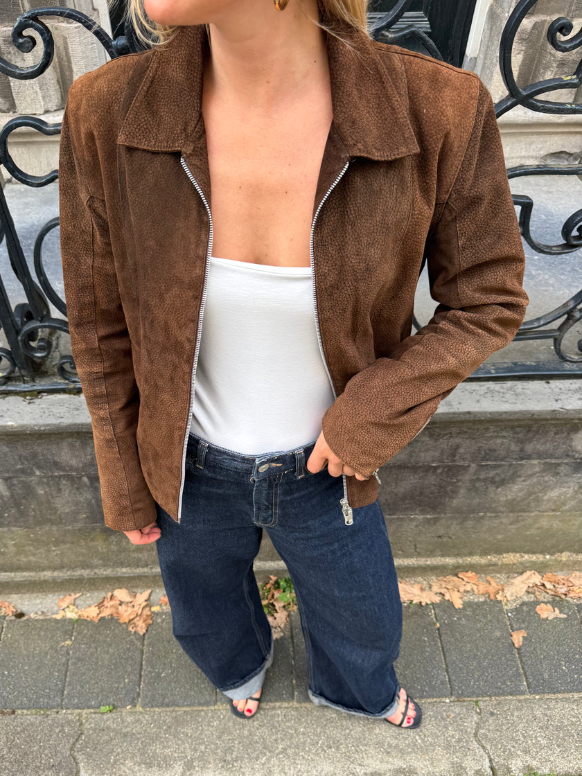 Dark Brown Suede Vintage Jacket