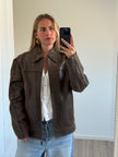 Light Brown Oversized Leather Jacket