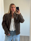 Light Brown Oversized Leather Jacket
