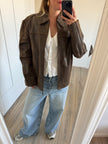 Light Brown Oversized Leather Jacket
