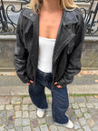 90s Black Leather Bomber