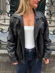 90s Black Leather Bomber