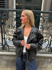 90s Black Leather Bomber