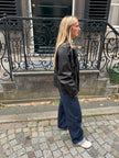 90s Black Leather Bomber