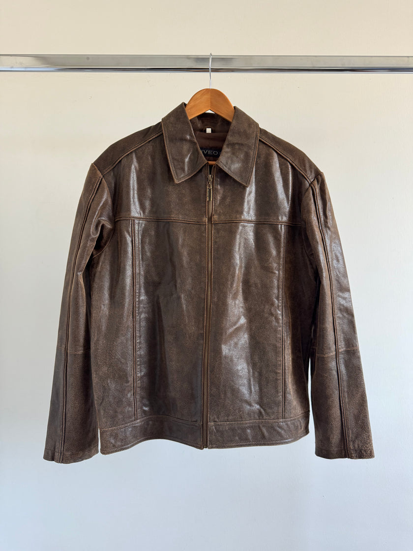 Light Brown Oversized Leather Jacket