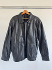 90s Black Leather Bomber Jacket – Slightly Oversized