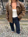 Light Brown Oversized Leather Jacket