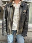 Grey/Black/Cream Distressed Leather Vintage Jacket