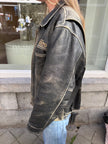 Grey/Black/Cream Distressed Leather Vintage Jacket