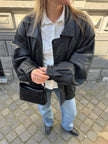 Black Leather 90s Vintage Bomber Jacket