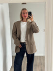 Brown Beige Checked Blazer