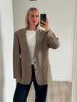 Brown Beige Checked Blazer