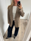 Brown Beige Checked Blazer