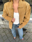 Beige Oversized Vintage Suede Jacket