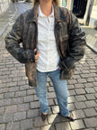 Distressed Oversized Vintage Black/Brown Leather Jacket