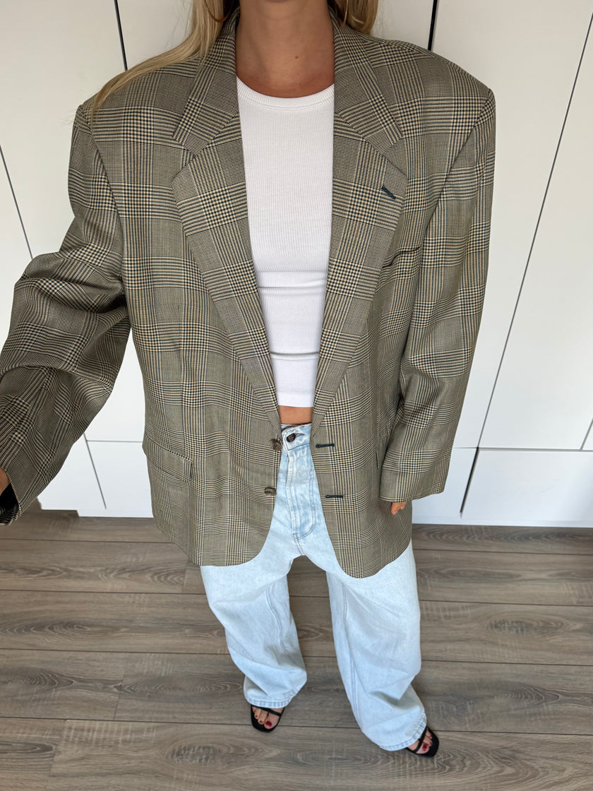 Grey Checked Grandpa Blazer