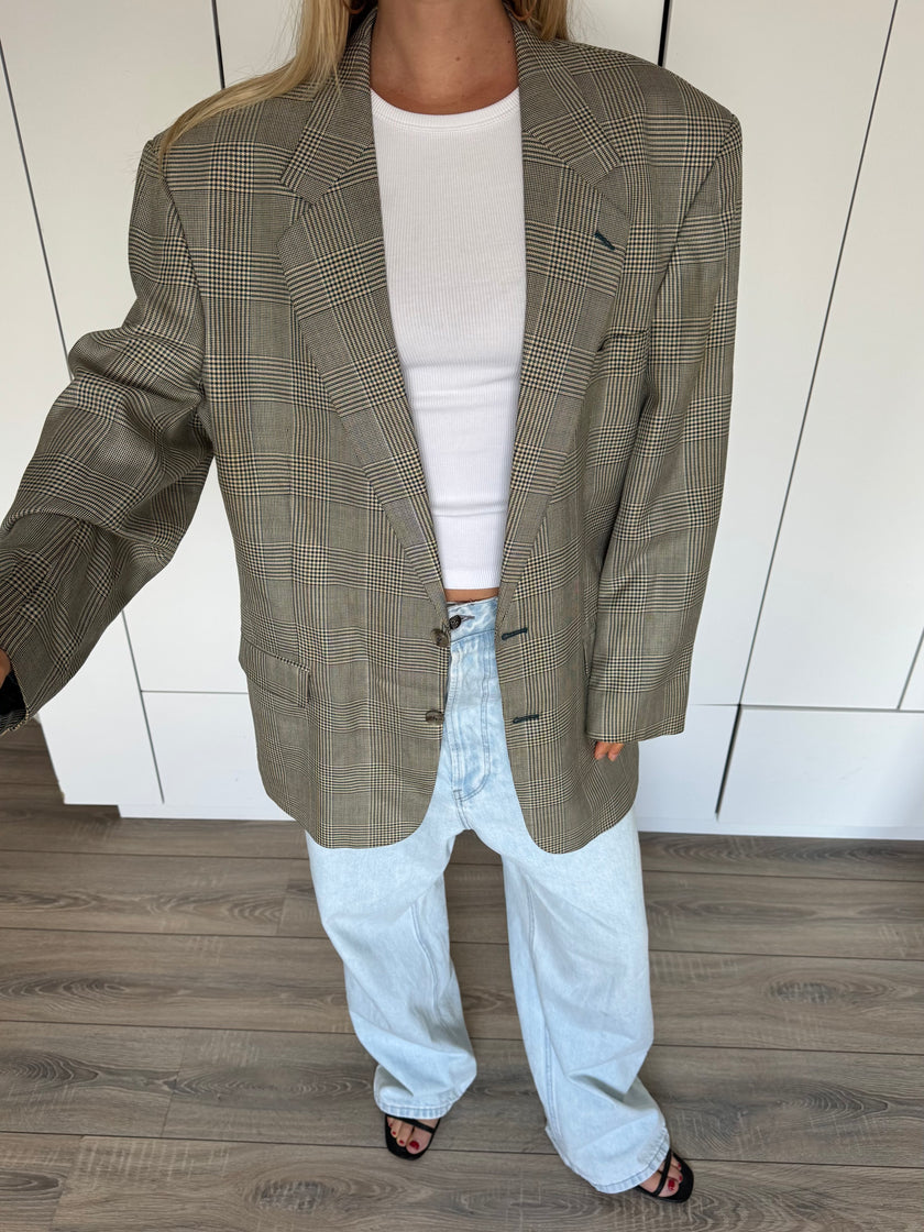 Grey Checked Grandpa Blazer