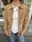 Fitted Beige Suede Vintage Jacket