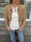 Fitted Beige Suede Vintage Jacket