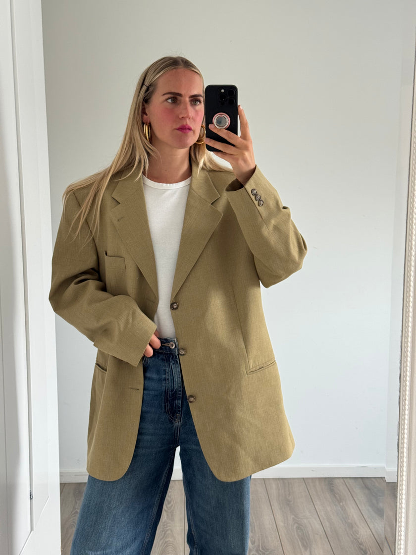 Beige Khaki Oversized Blazer