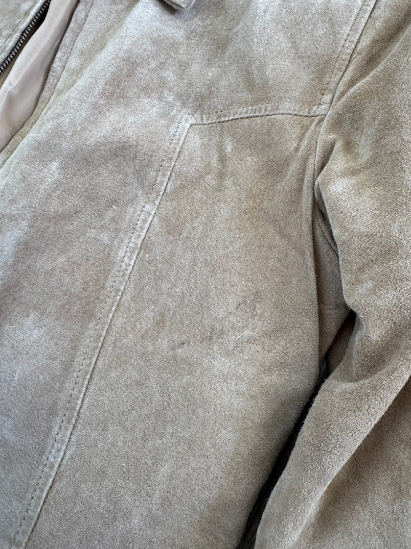 Fitted Beige Suede Vintage Jacket