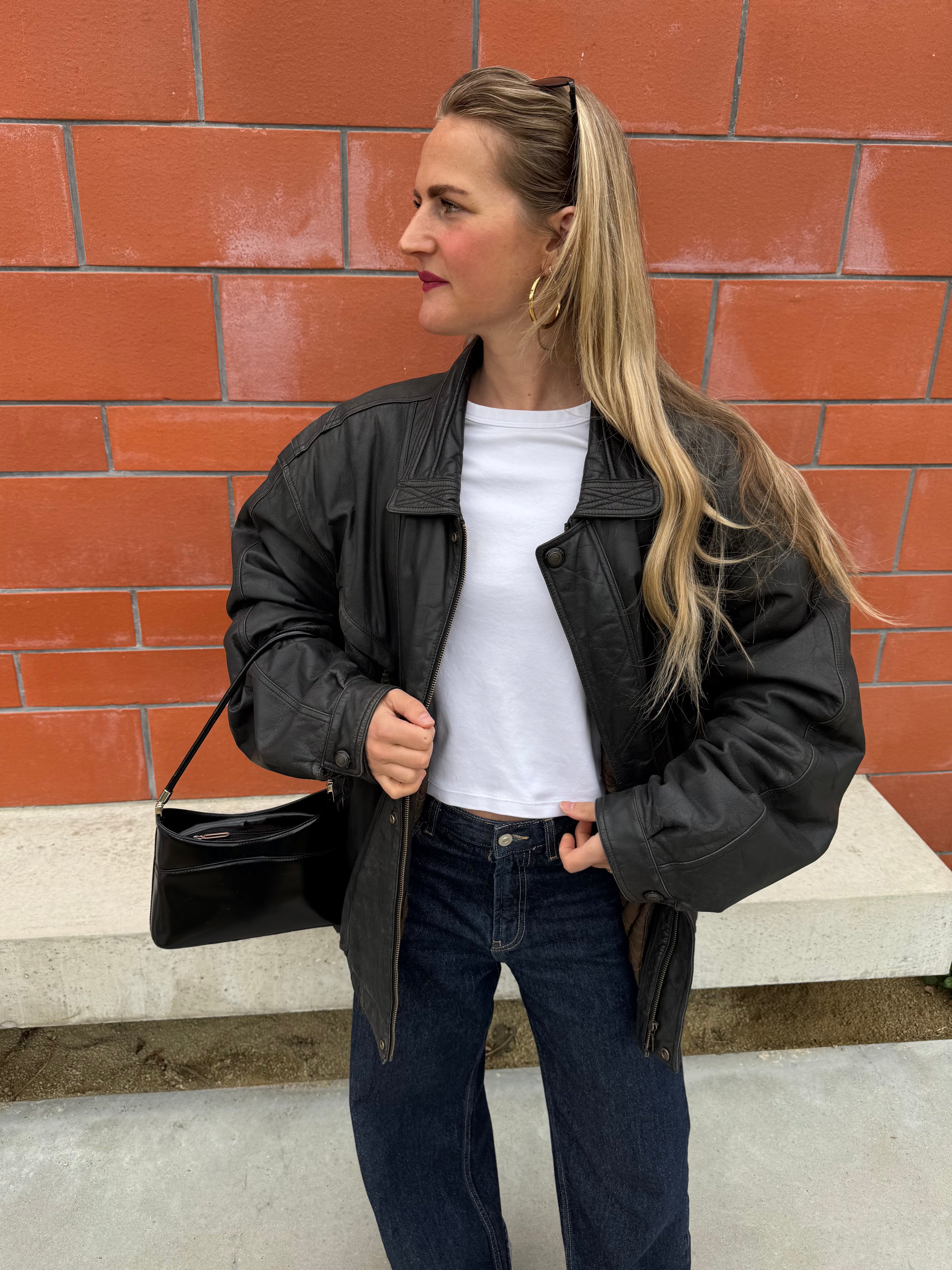 90s Super Oversized Black Bomberjacket